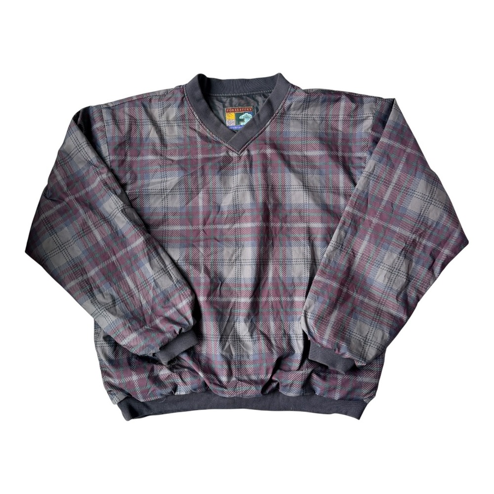 Vintage 90's Forrester's Plaid Golf Windbreaker Pullover‎ Jacket Men's Large